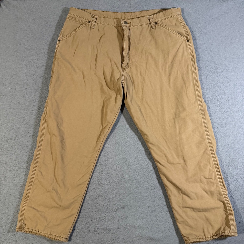 Wrangler Fleece Lined Canvas Carpenter Pants Size 40x30 Work Utility Brown